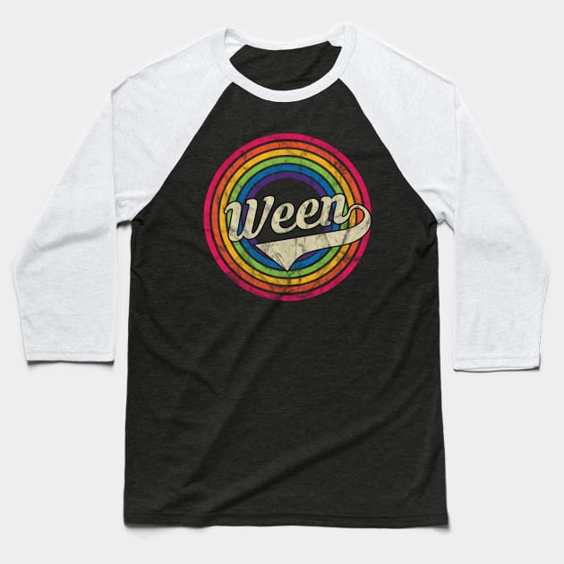 Ween - Retro Rainbow Faded-Style Baseball T-Shirt by MaydenArt